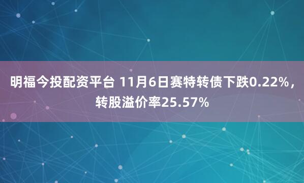 明福今投配资平台 11月6日赛特转债下跌0.22%，转股溢价率25.57%