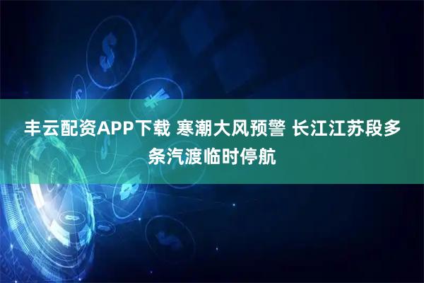 丰云配资APP下载 寒潮大风预警 长江江苏段多条汽渡临时停航